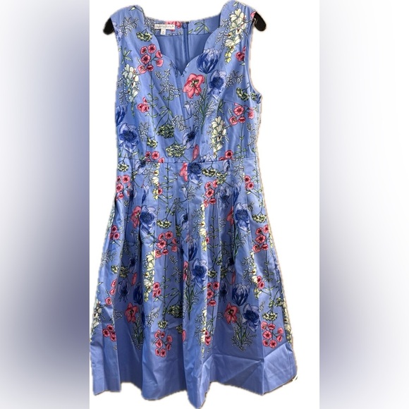 rsvp by Talbots Fit Flare A-Line Periwinkle Blue Floral Sleeveless Dress Size 8 - Picture 9 of 9